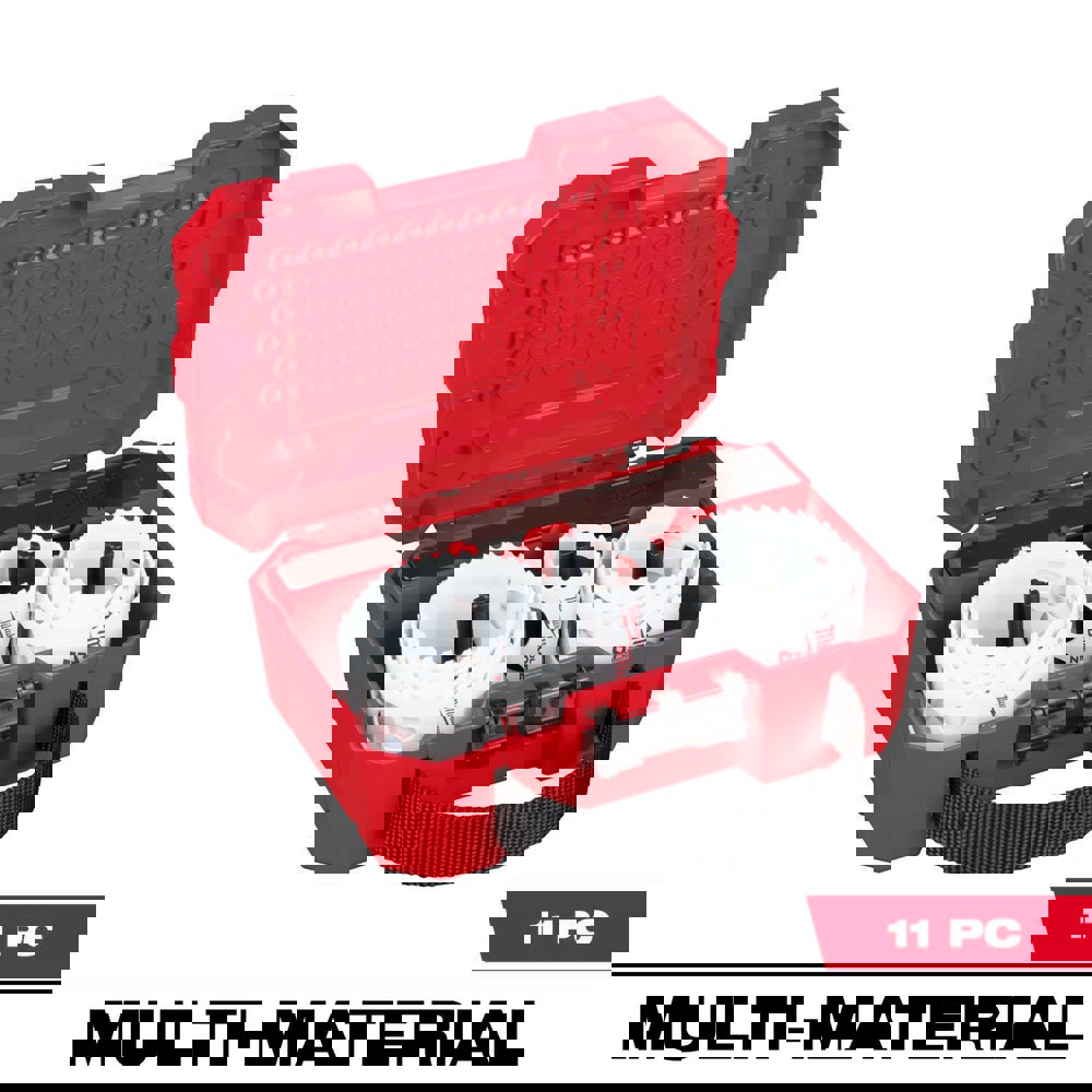 Hole Saw Kits; Minimum Saw Diameter (Decimal Inch): 1-3/8 ; Maximum Saw Diameter (Decimal Inch): 6-1/4 ; Number of Hole Saws: 11 ; Maximum Cutting Depth: 3in ; Cutting Edge Style: Toothed ; Material: High-Speed Steel